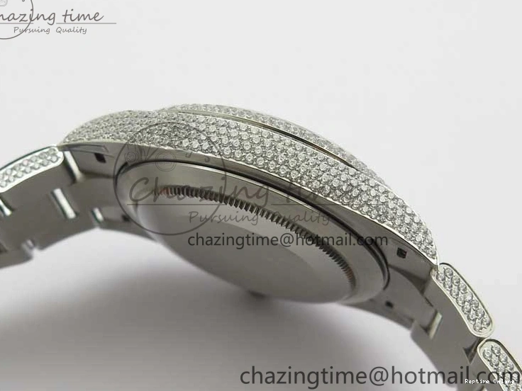 0224 Practical DateJust 41 126334 904 Full Paved Diamonds BP Maker Best Edition Silver Dial on Oyster Bracelet A 2542